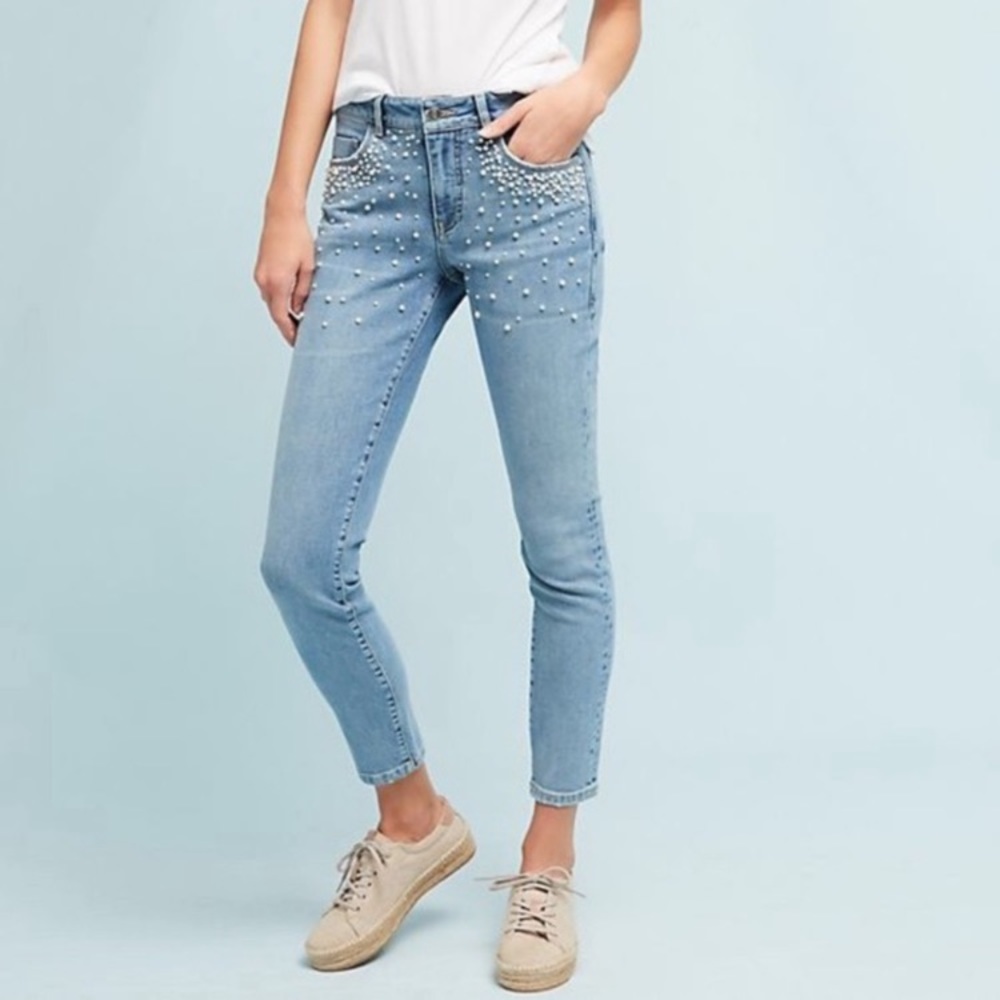 👖ANTHROPOLOGIE PILCRO AND THE LETTERPRESS SCULPT SKINNY JEANS PEARLS 26